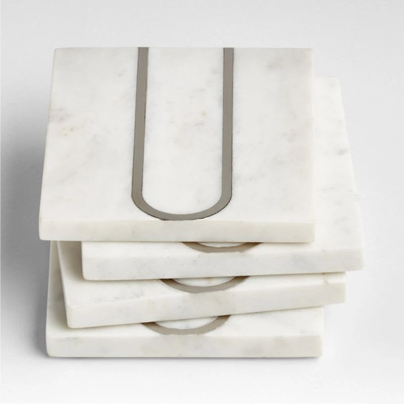 Marble "U" Monogram Coasters, Set of 4