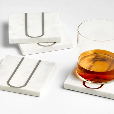 Marble "U" Monogram Coasters, Set of 4