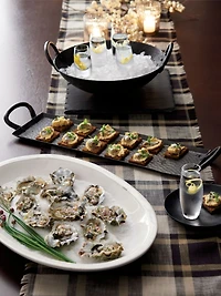 Feast Rectangular Hammered Iron Serving Platter with Handles
