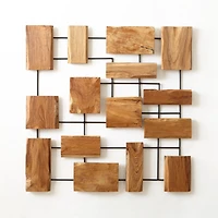 'Marcel' Teak Wood Wall Art 38.75"x1.75"
