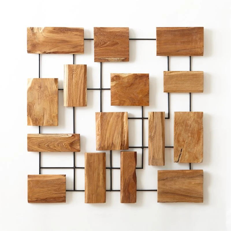 'Marcel' Teak Wood Wall Art 38.75"x1.75"