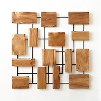 'Marcel' Teak Wood Wall Art 38.75"x1.75"