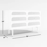 Maren Olive Green and Cane Wood 6-Drawer Dresser