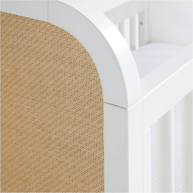 Maren White and Cane Convertible Baby Crib