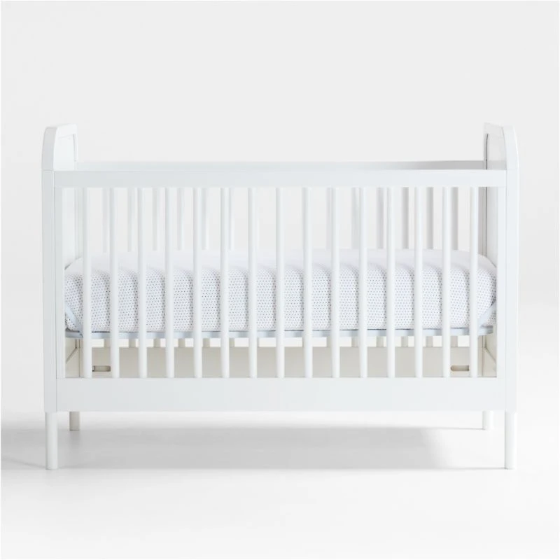 Maren White and Cane Convertible Baby Crib
