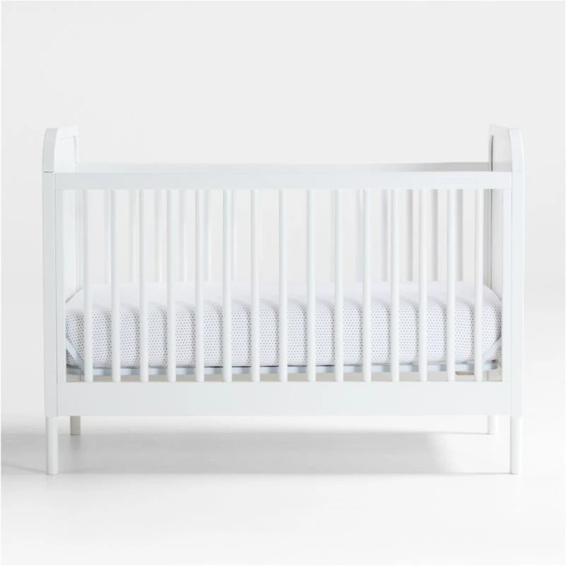Maren White and Cane Convertible Baby Crib