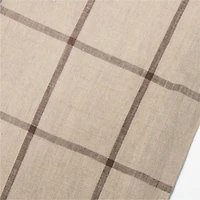 Marin 120" Natural and Earth Brown EUROPEAN FLAX ™-Certified Linen Windowpane Plaid Runner