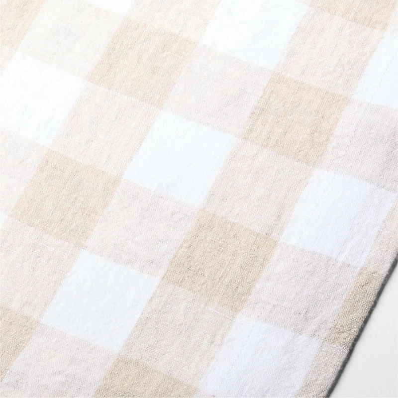 Marin 120" White and Natural Buffalo Check EUROPEAN FLAX ™-Certified Linen Runner