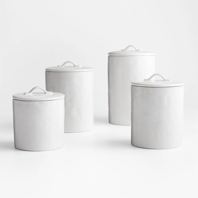 Marin Complete White Stoneware Canister Set