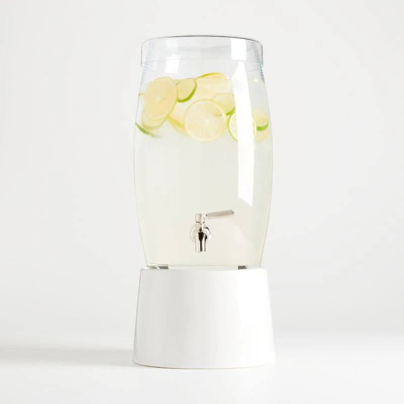 Marin White Stoneware Drink Dispenser Stand