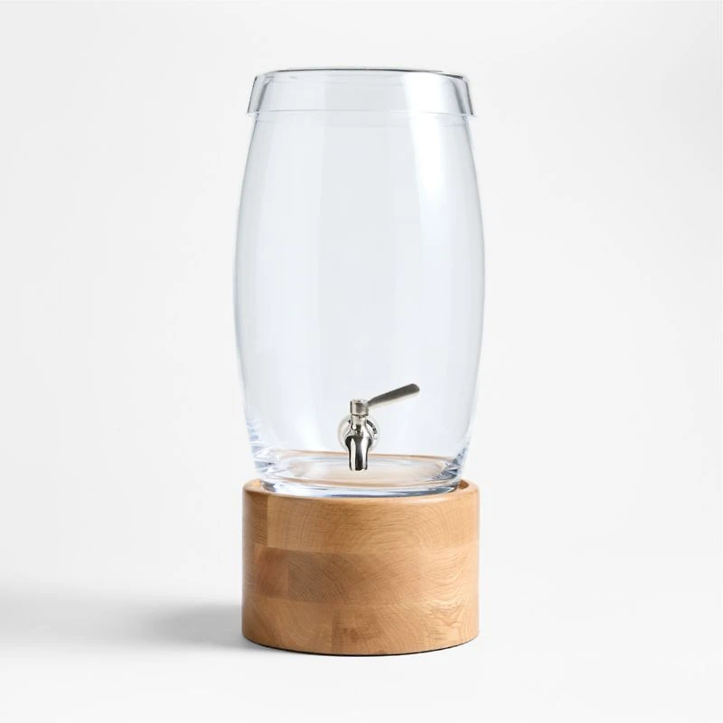 Marin 2.7-Gallon Drink Dispenser and Oak Madeira Stand Set