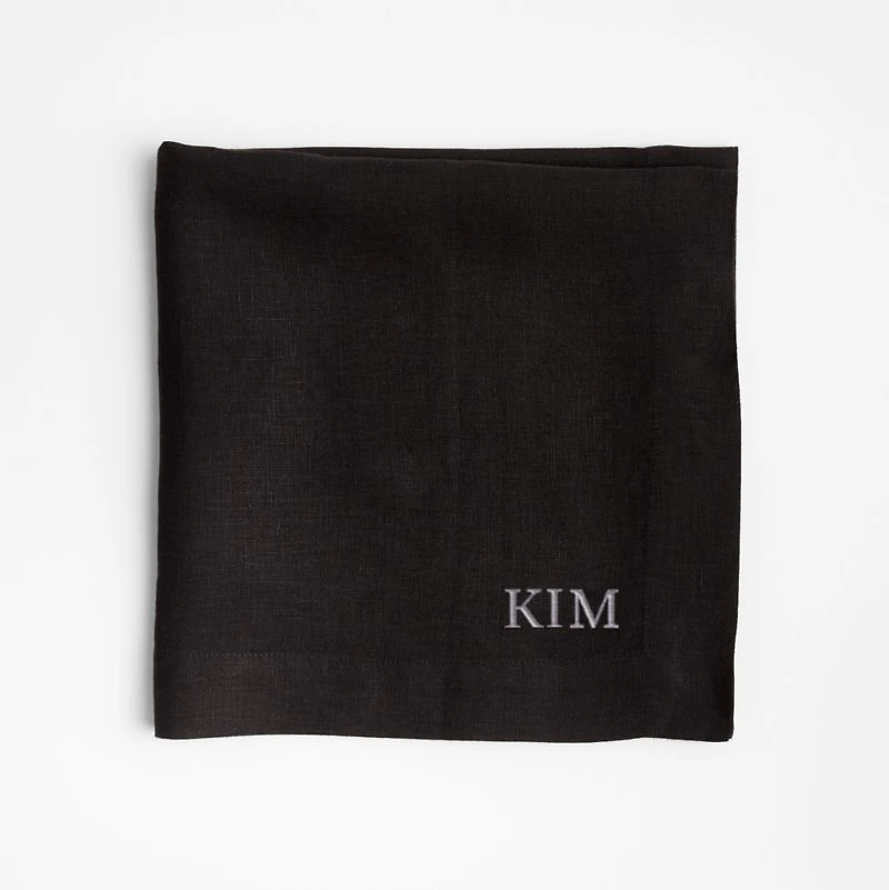 Marin Black EUROPEAN FLAX ™-Certified Linen Napkins, Set of 8