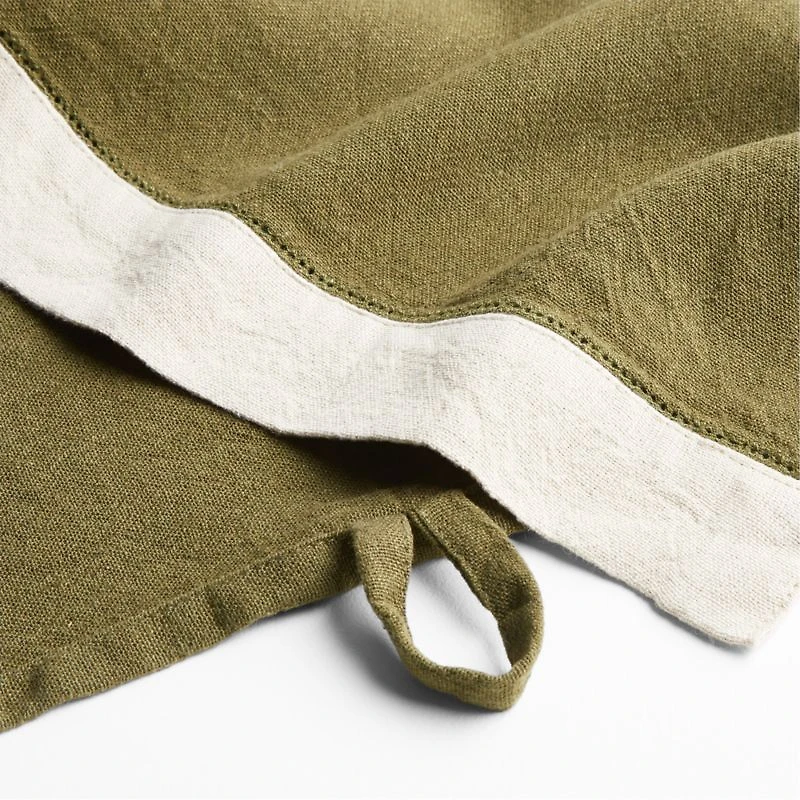 Marin Desert Green Linen Blend Kitchen Towel