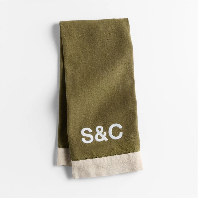 Marin Desert Green Linen Blend Kitchen Towel