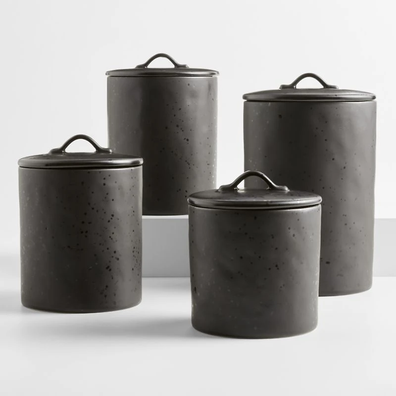 Marin Matte Black Stoneware Canister
