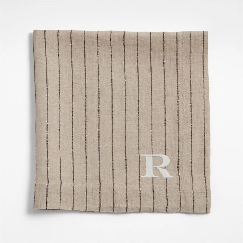Marin Natural and Earth Brown EUROPEAN FLAX ™-Certified Linen Striped Napkin