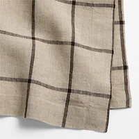 Marin Natural and Earth Brown EUROPEAN FLAX ™-Certified Linen Windowpane Plaid Napkin