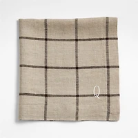 Marin Natural and Earth Brown EUROPEAN FLAX ™-Certified Linen Windowpane Plaid Napkin