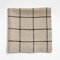 Marin Natural and Earth Brown EUROPEAN FLAX ™-Certified Linen Windowpane Plaid Napkin