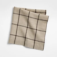 Marin Natural and Earth Brown EUROPEAN FLAX ™-Certified Linen Windowpane Plaid Napkin