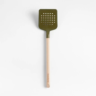 Marin Desert Green Silicone and Wood Slotted Turner