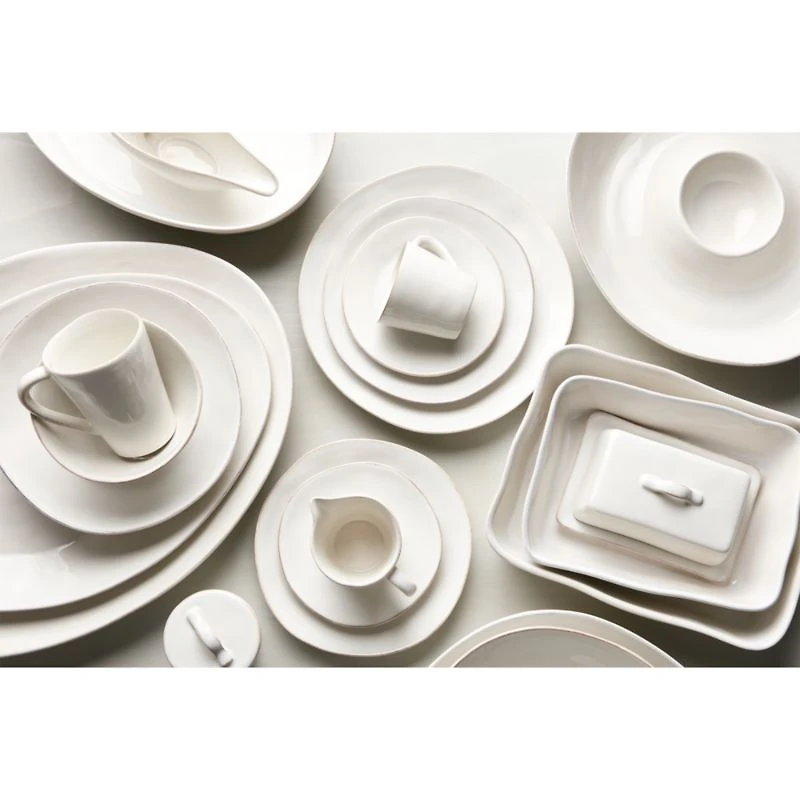 Marin White Stoneware Low Bowl