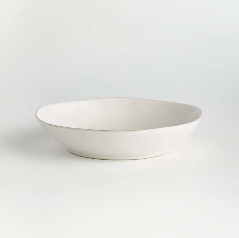 Marin White Stoneware Low Bowl