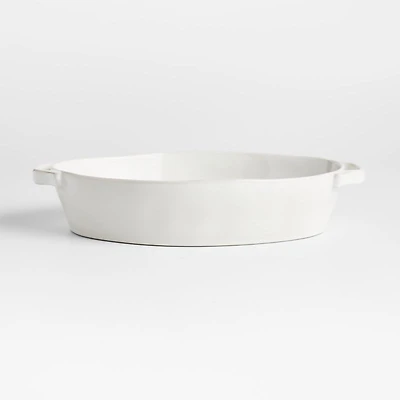 Marin 10"x13.75" White Oval Baker with Handles