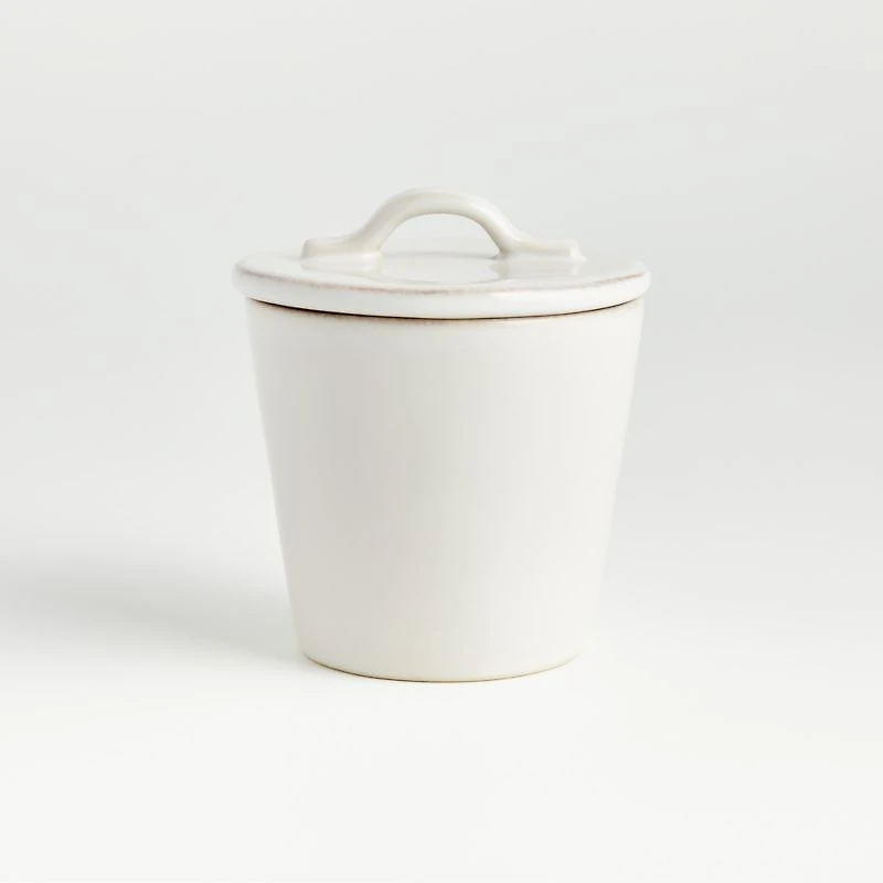 Marin White Stoneware Sugar Bowl with Lid