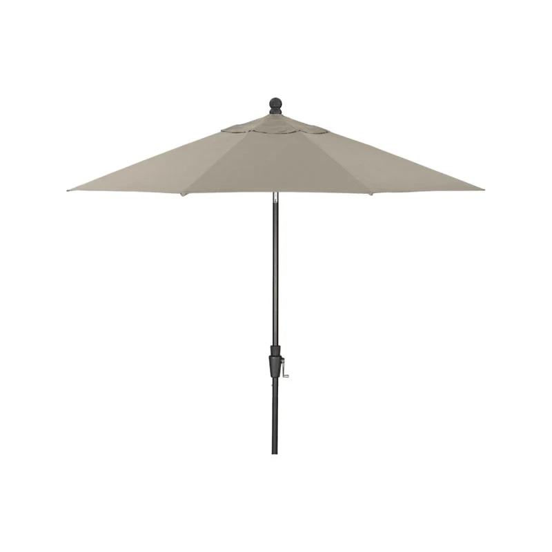 9' Round Sunbrella ® Stone Outdoor Patio Umbrella with Tilt Black Frame