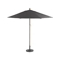 9' Round Sunbrella ® Charcoal Outdoor Patio Umbrella with Eucalyptus Frame