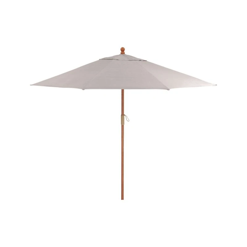 9' Round Sunbrella ® Silver Outdoor Patio Umbrella with Eucalyptus Frame