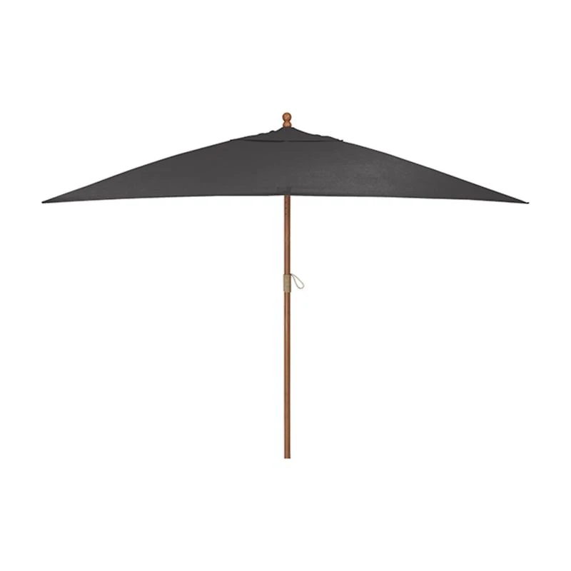 10' Rectangular Sunbrella ® Charcoal Outdoor Patio Umbrella with Eucalyptus Frame