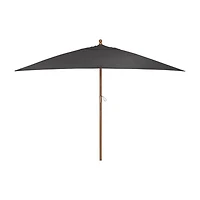 10' Rectangular Sunbrella ® Charcoal Outdoor Patio Umbrella with Eucalyptus Frame