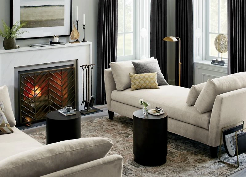 Chevron Antique Brass Fireplace Screen