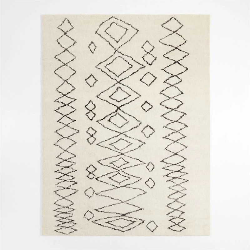 Marseilles Wool Hand-Knotted Black Beige Area Rug 8'x10'
