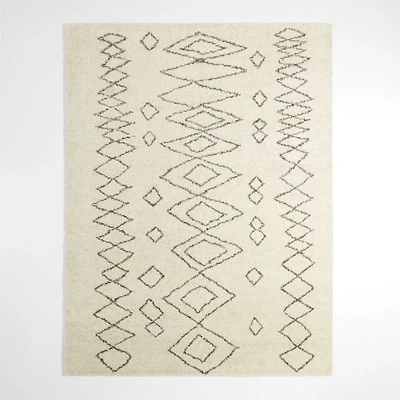 Marseilles Wool Hand-Knotted Black Ivory Area Rug 6'x9'