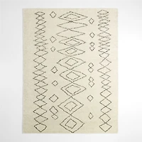 Marseilles Wool Hand-Knotted Black Ivory Area Rug 6'x9'