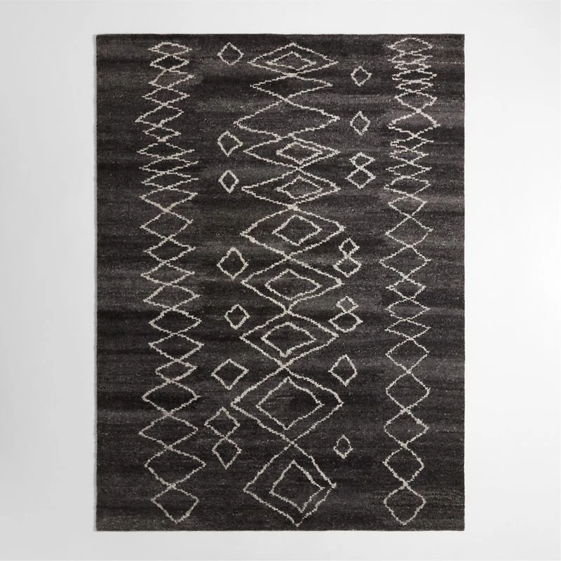 Marseilles Wool Hand-Knotted Charcoal Ivory Area Rug 8'x10'
