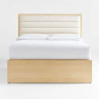 Mavericks Kids Twin Light Wood Bed with Cushioned Headboard