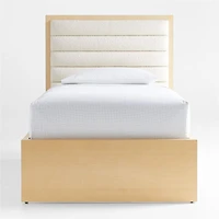Mavericks Kids Twin Light Wood Bed with Cushioned Headboard