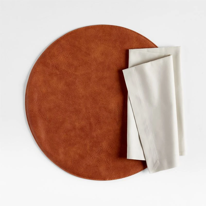 Maxwell Round Cognac Brown Easy-Clean Placemat