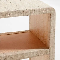 Meadow 56" Rectangular Natural Grasscloth Console Table with Shelf
