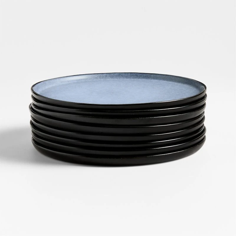 Mercer Arctic Blue Recycled Stoneware Salad Plates, Set of 8