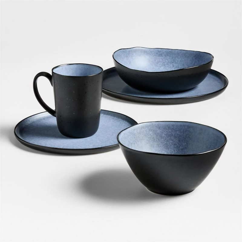 Mercer Arctic Blue Recycled Stoneware Dinner Plates, Set of 8