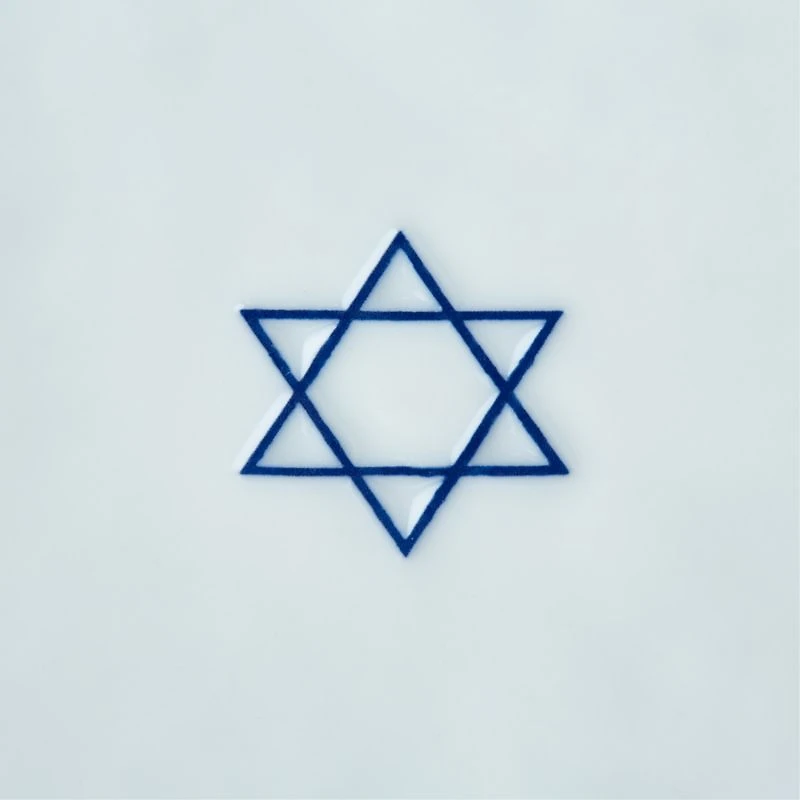 Mercer Blue Rim Star of David Platter