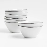 Mercer Black Rim Porcelain Cereal Bowls, Set of 8