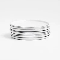 Mercer Black Rim Round Porcelain Salad Plates, Set of 8