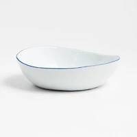 Mercer Blue Rim Porcelain Low Bowls, Set of 8