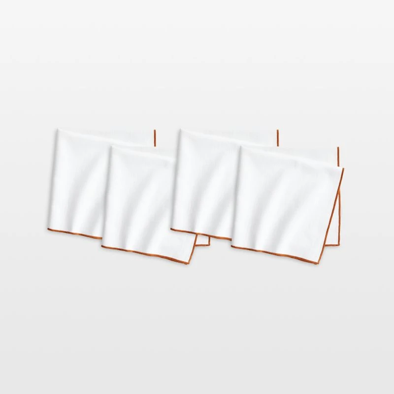 Merrow Stitch Almond Brown Organic Cotton Napkins, Set of 4
